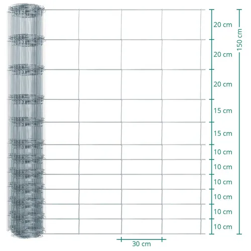 Premium+ Wildzaun 50m Drahtgeflecht 150/12/30 verzinkt Knotengeflecht Forstzaun