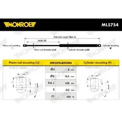 Monroe Gasfeder, Koffer-/Laderaum MONROE MaxLift ML5754
