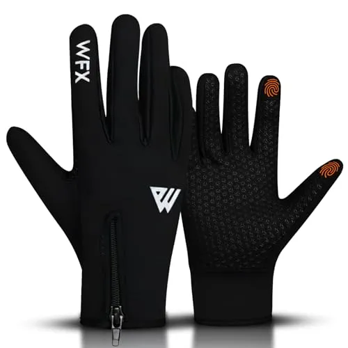 WESTWOOD FOX WFX Winterhandschuhe Touchscreen Anti-Rutsch Warme Handschuhe Winddicht Thermo Sport Radfahren Handschuhe für Herren & Damen Outdoor Fahrrad Handschuhe Fahren (Schwarz, L)