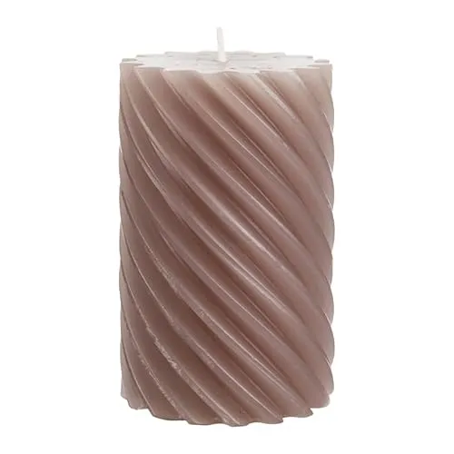 luterna Stumpenkerze aus Paraffin, gedreht, Stein, 110/70 mm, WENZEL, Brenndauer ca. 51h, Spiralkerze