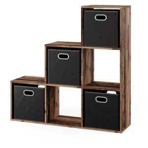 Vicco Raumteiler Antikholz mit 4 Faltboxen - Raumteiler-Regal im skandinavischen Stil, ideal für die kreative Raumgestaltung und zur stilvollen Aufbewahrung von Gegenständen.