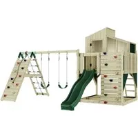 OutdoorToys Spielturm Finn mit Kinderschaukel Dunkelgrün - Erlebe grenzenlosen Spielspaß im eigenen Garten! Der vielseitige Spielturm Finn bietet kreativen Spielraum und die robuste Kinderschaukel in Dunkelgrün sorgt für unvergessliche Momente. Ideal für Kinder ab 3 Jahren.