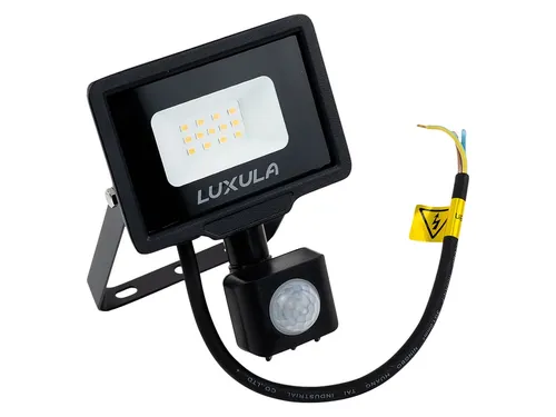 LUXULA LED-Fluter mit Bewegungsmelder, 10W, 1000lm, 4000K, Schwarz, IP65, 350° Erfassungsbereich LX400124