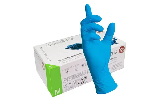 GUARD 5 Einweghandschuhe 200er Box blaue Einweghandschuhe GROSSPACKUNG (Art.112008) beidseitig tragbar, puderfrei
