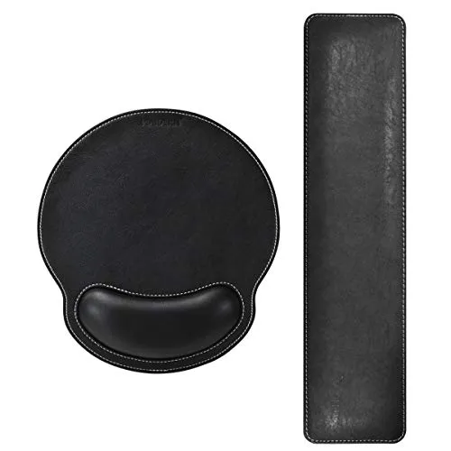 MAIDERN PU Leder Tastatur Handgelenkauflage und Mauspad mit Handgelenkstütze, Memory Foam Set Langlebig und komfortabel und leicht für einfaches Tippen und Schmerzlinderung - Schwarz