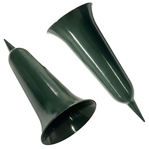 HAC24 2er Set Grabvase Kunststoff Grabschmuck Friedhofsvase mit Erdspieß Friedhof Blumenvase Grabdekoration Grab Vase Grabsteckvase