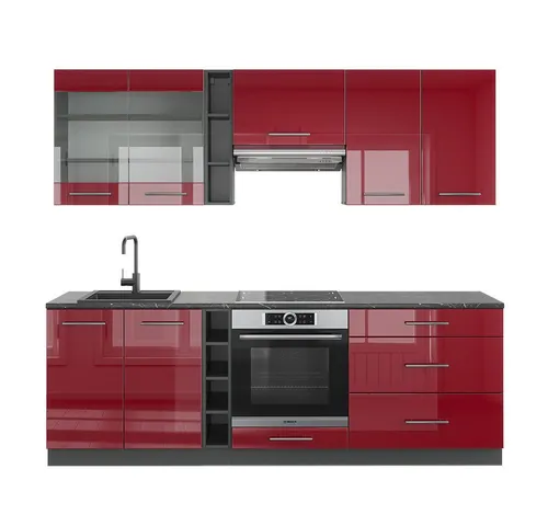 Vicco Küchenzeile Fame-Line Anthrazit Rot 235 cm von Vicco