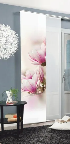 Home Fashion Schiebevorhang Rosa 245 x 60 cm - Stylischer Schiebevorhang in Rosa aus Dekostoff-Seidenoptik, digital bedruckt mit fotorealistischen Motiven. Inkl. Paneelwagen und Montageanleitung für einfache Installation – ideal für moderne Wohnräume.