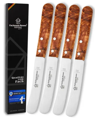 Fachwerk Buckelsmesser Set Frühstücksmesser Brötchenmesser Olivenholz Solingen