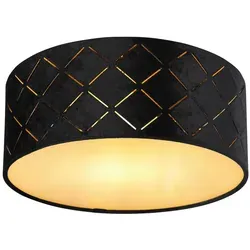 Globo Deckenleuchte Opal Schwarz 10 cm - Elegante Deckenleuchte aus Metall und Textil, ideal für stimmungsvolle Innenbeleuchtung in jedem Raum, besonders über dem Esstisch.