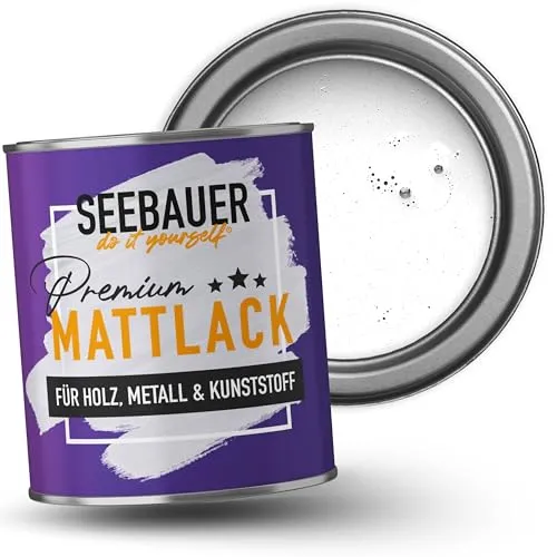 SEEBAUER diy Mattlack Weiß 2,5L - Hochwertiger Hybrid-Lack für Innen & Außen - Der wasserbasierte Mattlack mit Hybrid-Technologie bietet höchste Deckkraft und ist extrem robust. Ideal für Holz, Metall und Kunststoff, perfekt für Projekte mit streifenfreiem Verlauf und schnelltrocknend.