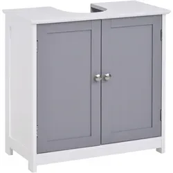 Kleankin Badezimmer-Waschtischunterschrank – Eleganter 2-türiger Schrank in Weiß