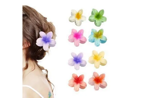 Aucuu Haarspange Blumen-Haarklammern, 8 Stück Acryl Hair Clips, Rutschfest & Starker
