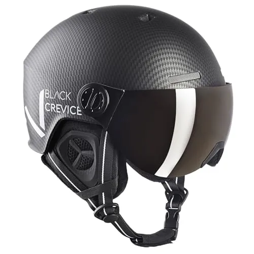 Black Crevice Skihelm SÖLDEN mit Visier, schwarz Carbon matt/weiß, S (51-54)