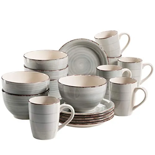 MÄSER 931492 Bel Tempo II - 18-teiliges Frühstück-Service für 6 Personen, handbemalte Keramik im Vintage Look, mikrowellen- und spülmaschinenfest