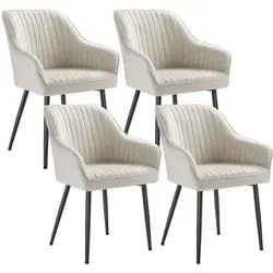 SONGMICS Polsterstuhl 4er-Set, Samt in Cappuccinobeige und Tintenschwarz - Esszimmerstühle mit ergonomischem Design, 7 cm dickem Sitzpolster und stabilen Metallbeinen (bis 120 kg belastbar) für hohen Sitzkomfort und moderne Eleganz in jedem Raum.
