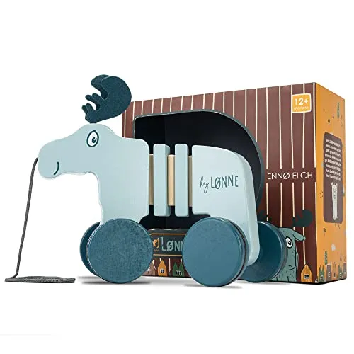 Hej L nne Nachziehtier ENN - Fördert Motorik und Koordination, inkl. Minibuch und Schlüsselanhänger, für Kinder ab 12 Monaten, blau