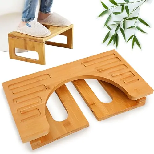 Klappbar Toilettenhocker Aus Bambus, WC Hocker Für Erwachsene, Rutschfester Squatty Potty Hocker, Klohocker Für Entlasten Sie Den Darm Und Lindern Sie Verstopfung Und Blähungen, B