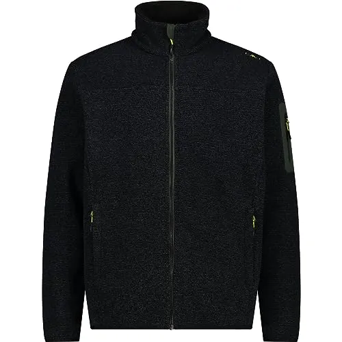 CMP MAN Jacket nero-oil green (29UP) 58 - Fleecejacken für Männer, ideal für Outdoor-Aktivitäten mit elastischen Rändern, winddichtem Reißverschluss und mehreren praktischen Taschen für besten Komfort.