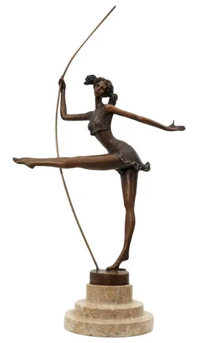 Aubaho Dekoobjekt Bronzeskulptur Tänzerin Ballerina im Antik-Stil - Elegante Bronzeskulptur einer Tänzerin, kunstvoll auf einer Steinplinthe gearbeitet. Ideal für stilvolle Dekorationen und als Blickfang in jedem Raum. Maße: 10 x 37,5 x 20 cm, Gewicht: 1,4 kg.