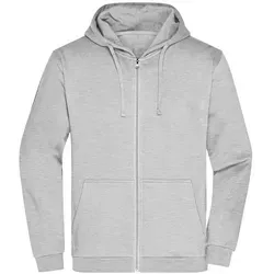 Herren Basic Kapuzen-Sweatjacke JN756, grau heather, Größe L - Arbeits- & Schutzkleidung: Klassische Sweatjacke mit angerauter Innenseite und doppelter Kapuze für optimalen Komfort und Stil am Arbeitsplatz.