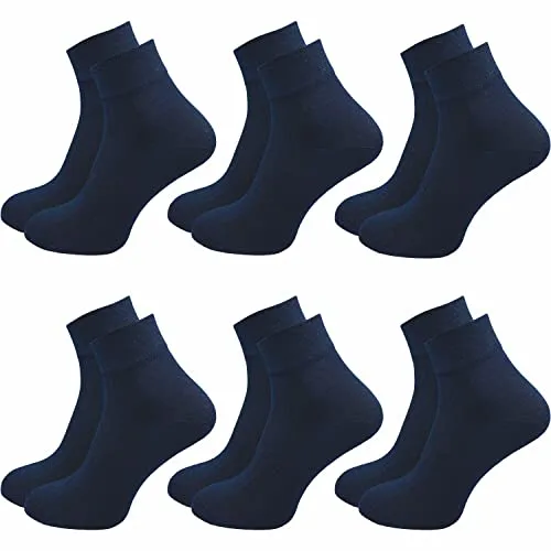 GAWILO Damen Wellnesssocken (6 Paar) | Ohne Gummibund & ohne Naht | Venensocken mit Komfortbund & verstärkten Belastungszonen (39-42, blau)