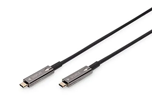 Digitus AOC Hybrid Glasfaserkabel USB Type-C 4K@60Hz - USB-Kabel, ideal für hochauflösende 4K-Übertragungen, 10m Länge für flexible Anwendungen.