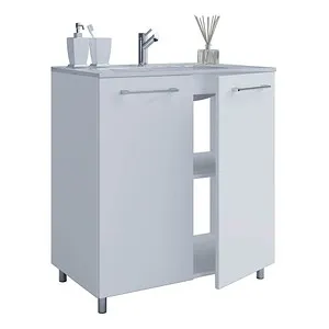 VCM my bath Badmöbel-Set Gilos 914862 - Sonstige Badezimmermöbel mit elegantem Design, inklusive pflegeleichtem Waschbecken und viel Stauraum für Ihre Badutensilien.