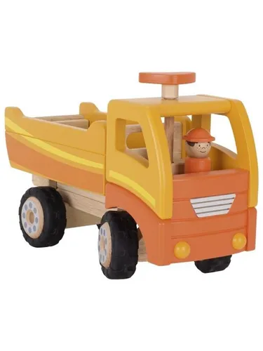 Goki 55940 - Kipper - Holzspielzeug: Robuster Kipper aus Holz mit Gummibereifung für ein hervorragendes Fahrgefühl, ideal für kreative Bauabenteuer im Kinderzimmer.