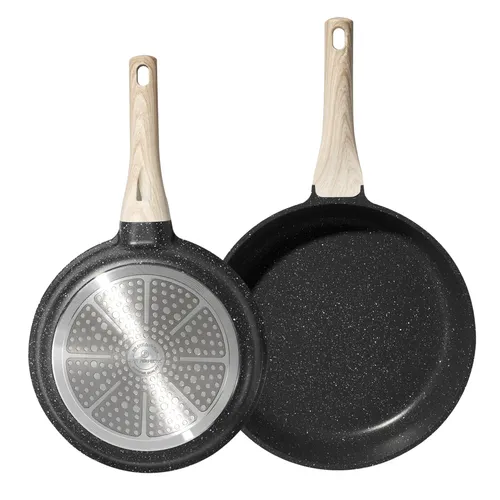 Just Perfecto JL-42: 2-teiliges Granit-Pfannenset (20/24 cm) - Schwarz