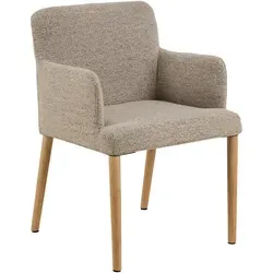 Mid.you Armlehnstuhl Beige – Eleganter Esszimmerstuhl - Stuhl aus massivem Kautschukholz mit bequemen Armlehnen, ideal für stilvolle Esszimmergestaltung, FSC-zertifiziert für nachhaltigen Genuss.