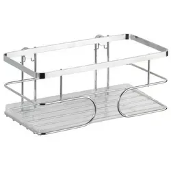 WENKO Premium Wandablage aus Edelstahl - Badablage mit sicherer Aufbewahrung für Duschgel und Shampoo, inklusive Schrauben und Dübel oder bohrfreier Montageoption mit WENKO Vacuum-Loc.