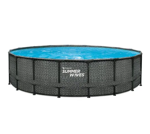 Summer Waves Frame Pool Komplettset 549x132 cm | Rattan Optik Grau