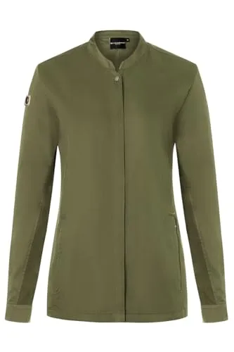 Karlowsky Damen Kochjacke Green-Generation Druckknöpfe Modern Fit Polyester/Baumwollmix Oeko-TEX® nachhaltig Moosgrün - Größe 34