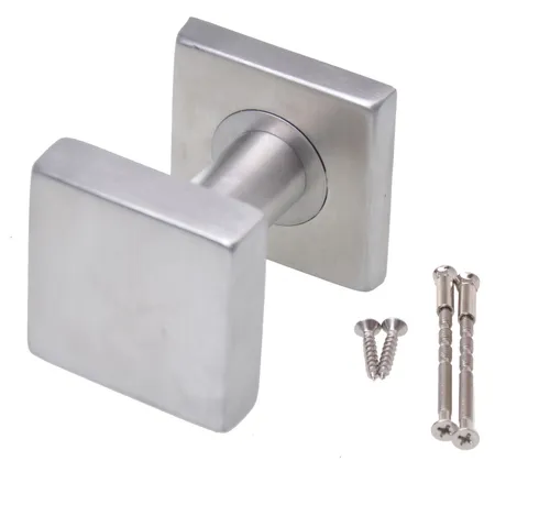 Aqbau® Türknopf Eckig auf Eckigrosette Knopfdrücker Türknauf Edelstahl