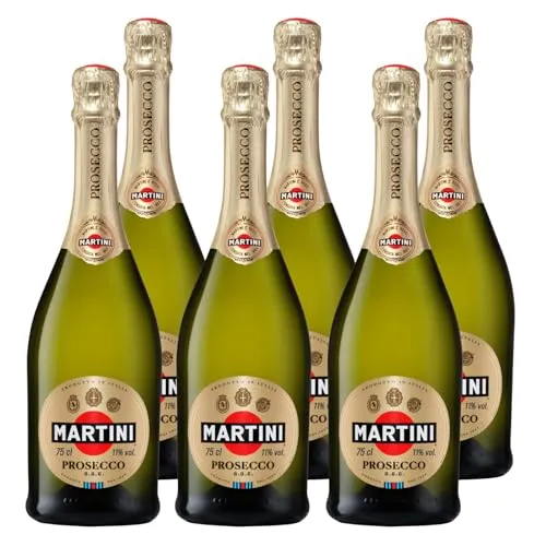MARTINI Prosecco Schaumwein, 11% vol., 6 x 75cl / 750ml, trockener und reichhaltiger italienischer Schaumwein