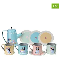 Bluey Spielgeschirr Teeservice - Buntes Teeservice aus robustem Blech und Aluminium, ideal für Kinder ab 3 Jahren, fördert kreatives Spielen und soziale Interaktion.