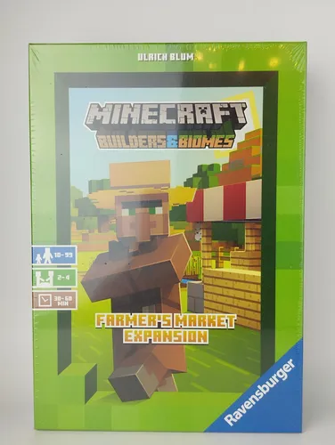 Minecraft Builders & Biomes Farmer's Market Expansion - Gesellschaftsspiel für 2-4 Spieler, bringt die Welt von Minecraft mit einem einzigartigen Marktplatz voller Blumen und Pflanzen ins Wohnzimmer.