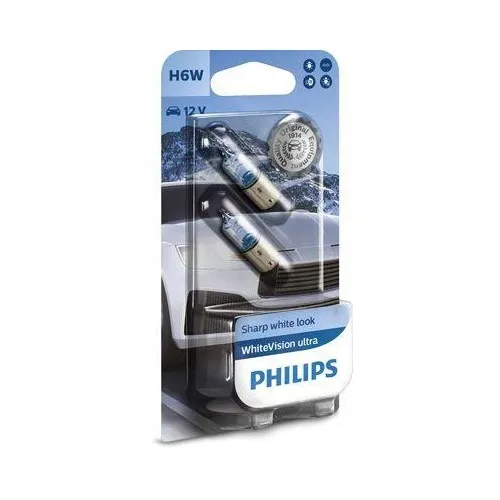 PHILIPS H6W Halogenlampe WhiteVision Ultra 12V/6W, 2 Stück