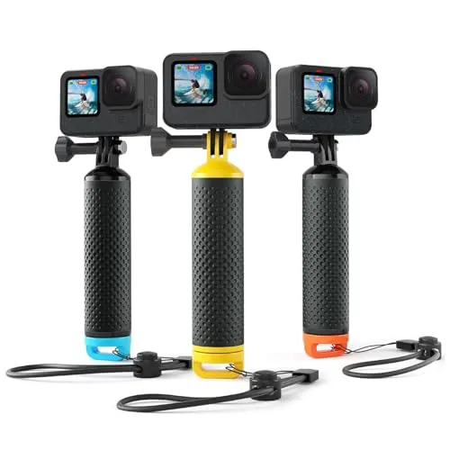 Sametop Schwimmender Handgriff Schwimmer Handler Floating Hand Grip Schwimmend Stick Zubehör Kompatibel mit GoPro Hero 13 12 11 10 9 8 7 6 5 4 Session Max DJI Osmo Action Kameras (Gelb)