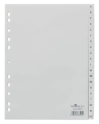 DURABLE Kunststoff Register A-Z A4 PP 20-teilig grau