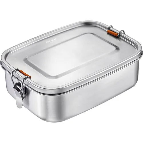 WESTMARK Lunchbox Viva Maxi Silber 1500 ml - Vorratsgefäße & -gläser: Hochwertige Edelstahl-Brotdose mit 1500 ml Volumen, ideal für eine gesunde und praktische Mahlzeitenaufbewahrung.