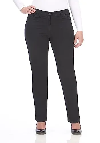 KjBRAND Damen Babsie Jeans - Superstretch Hose in Schwarz, Größe 48 EU - Modische Jeans in 5-Pocket-Form mit extrem hoher Elastizität, ideal für kräftige Oberschenkel und formstabil für einen schlanken Look.