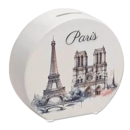 Wahrzeichen Paris Spardose Eiffelturm Louvre Design Notre-Dame Ansicht Sacré-Cœur Dekor Triumphbogen Motiv Montmartre- Panthéon-Optik
