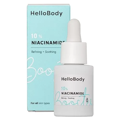 HelloBody 10% Niacinamide Booster (15 ml) – Verfeinerndes Gesichtsserum - Tagespflege mit 90% natürlichen Inhaltsstoffen, verbessert das Hautbild und reduziert Poren für einen strahlend frischen Teint.