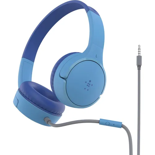 Belkin Sound Form Mini On-Ear-Kopfhörer für Kinder - Kopfhörer für Kinder mit sicherer Lautstärkebegrenzung auf 85 dB, ideal für Schule und Freizeit. Robuste Bauweise und integriertes Mikrofon für Telefonate und Online-Unterricht.