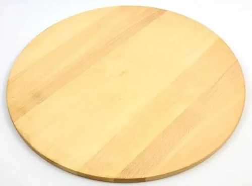 Runde Pizzabrett Rund Holzplatte Schneidebrett Schneiden Servieren Pizza Massivholz mit Kerben - 35cm - 14 Zoll