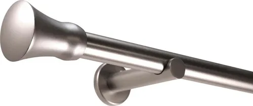 Deco-Raum Gardinenstange auf Maß Edelstahl-optik mit Kegel-Endstück 180cm - Hochwertige Gardinenstange in Edelstahl-Optik, 25mm Durchmesser für Stabilität und elegante Kegel-Endstücke. Ideal für stilvolle Raumgestaltung und einfache Montage.