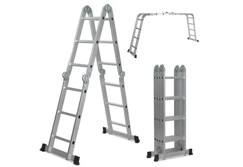 VENDOMNIA Vielzweckleiter – Klappbare Aluminiumleiter bis 150 kg - Multifunktionsleiter mit 4 Stufen, ideal für den Hausgebrauch und vielseitig einsetzbar. Sicherheitshinweise beachten!
