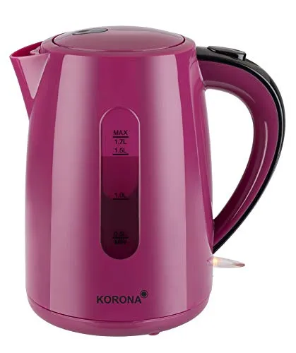 Korona 20134 Wasserkocher | 1,7 Liter Fassungsvermögen | Retro-Stil | Attraktive Farbe | Leistungsstarke 2200 Watt | 360° Basisstation, Berry